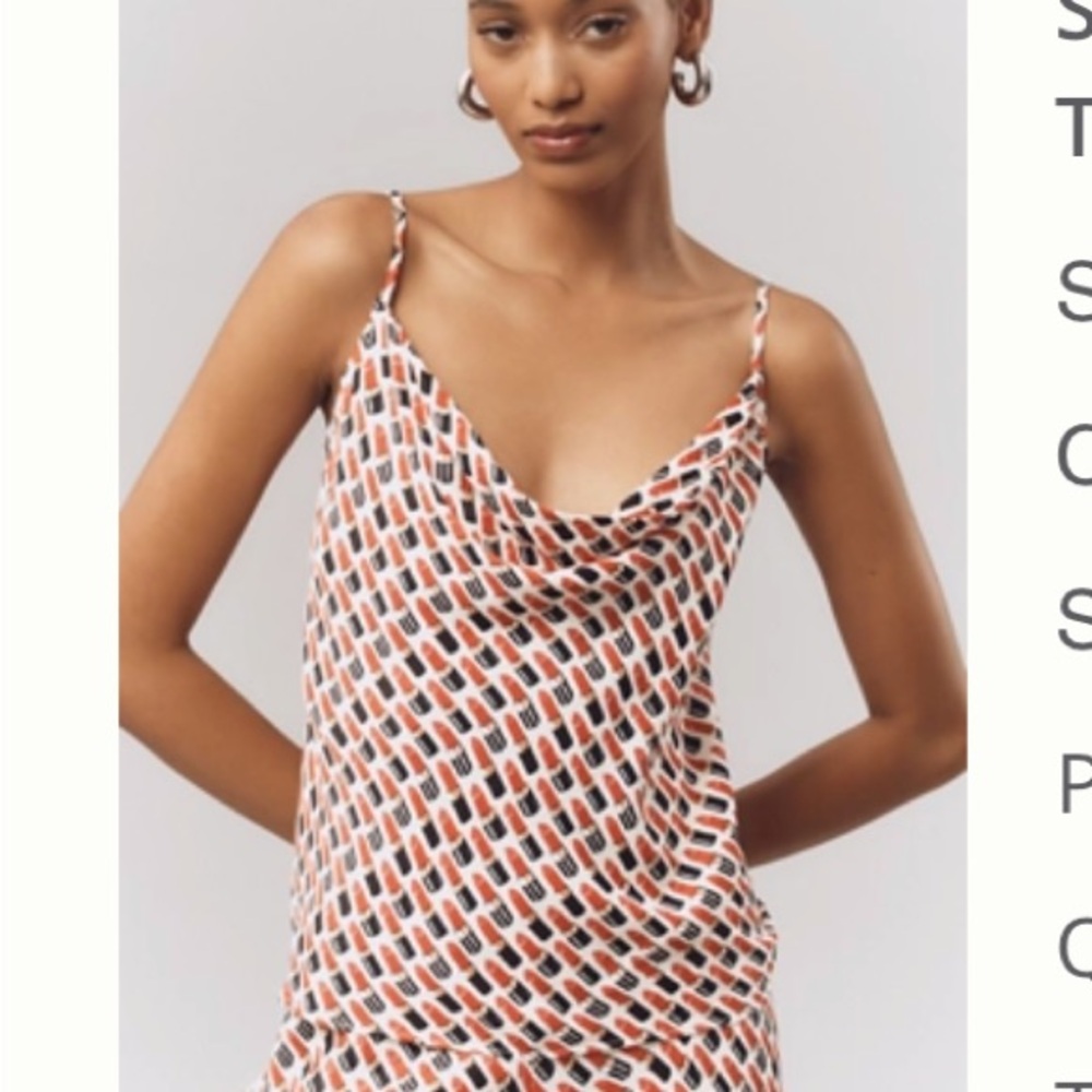 NWT By Anthropologie Lipstick Pattern Top Cowl Neck